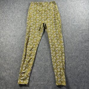 Buffbunny Rosa Pocket Leggings M Green Floral Petal High Waisted Side Pockets